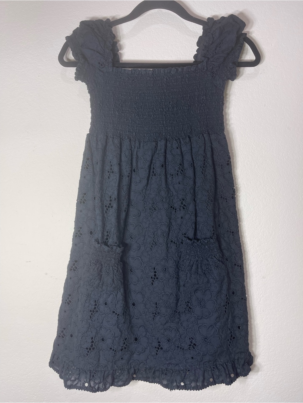 Vintage Y2K Juicy Couture Girls Sz 6 Black Eyelet Ruffle Sundress